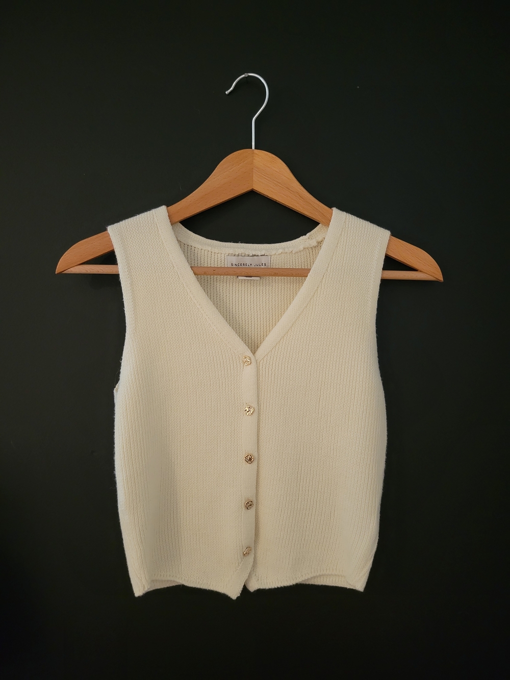 Sincerely Jules Cream Ribbed Button Top